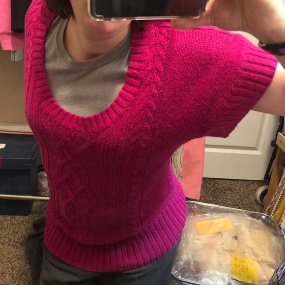 Adorable Old Navy Pink Short Sleeve Sweater Size L - Picture 5 of 12